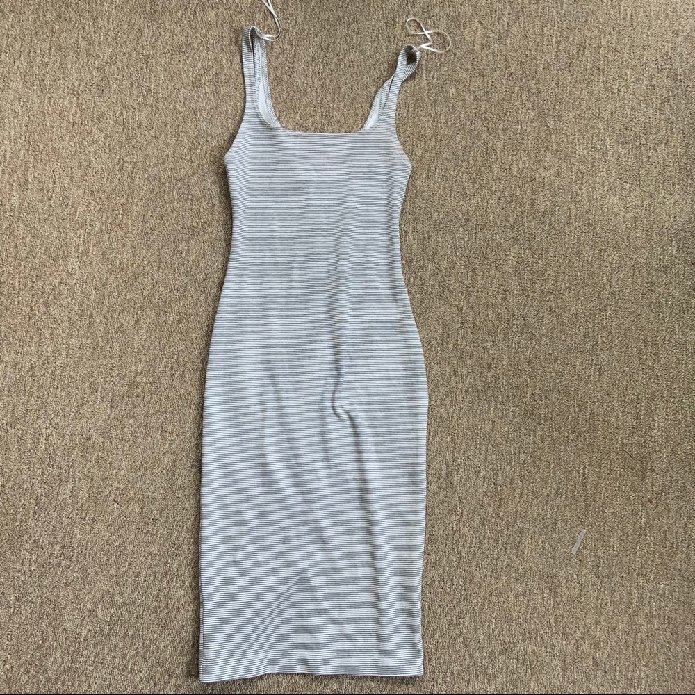 Zara black & white striped bodycon dress